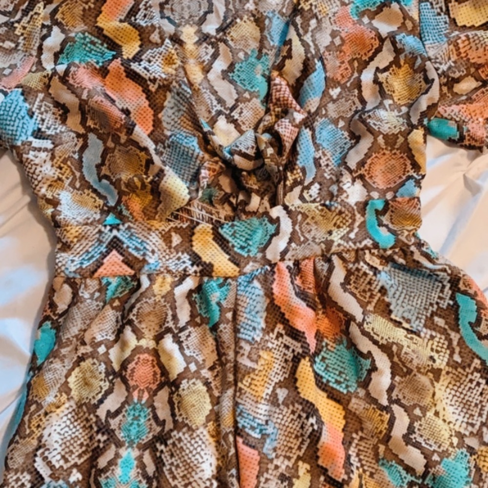 Snakeskin romper with front tie